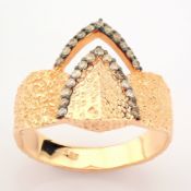IDL Certificated 14K Rose/Pink Gold Brown Diamond Ring (Total 0.19 ct Stone)