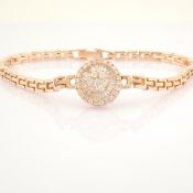 IDL Certificated 14K Rose/Pink Gold Diamond & Baguette Diamond Bracelet (Total 0.52 ct Stone)