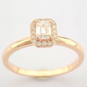 IDL Certificated 14K Rose/Pink Gold Baguette Diamond & Diamond Ring (Total 0.43 ct Stone)