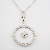 IDL Certificated 14K White Gold Diamond Necklace (Total 0.89 ct Stone)