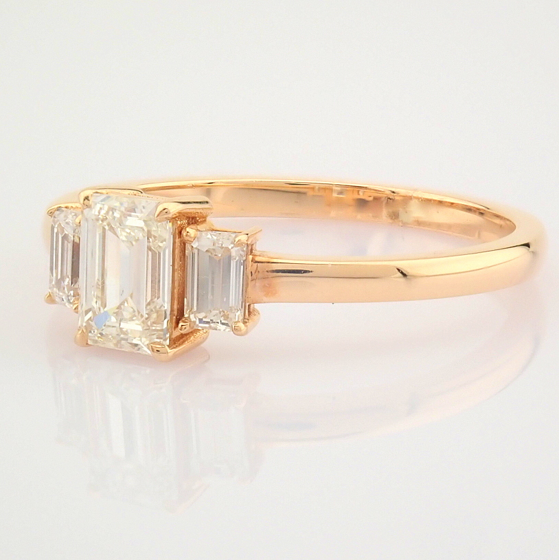 IDL Certificated 14K Rose/Pink Gold Emerald Cut Diamond Ring (Total 0.77 ct Stone) - Image 6 of 9