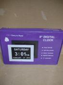 8" easy to read digital clock RR P £18 Grade U.