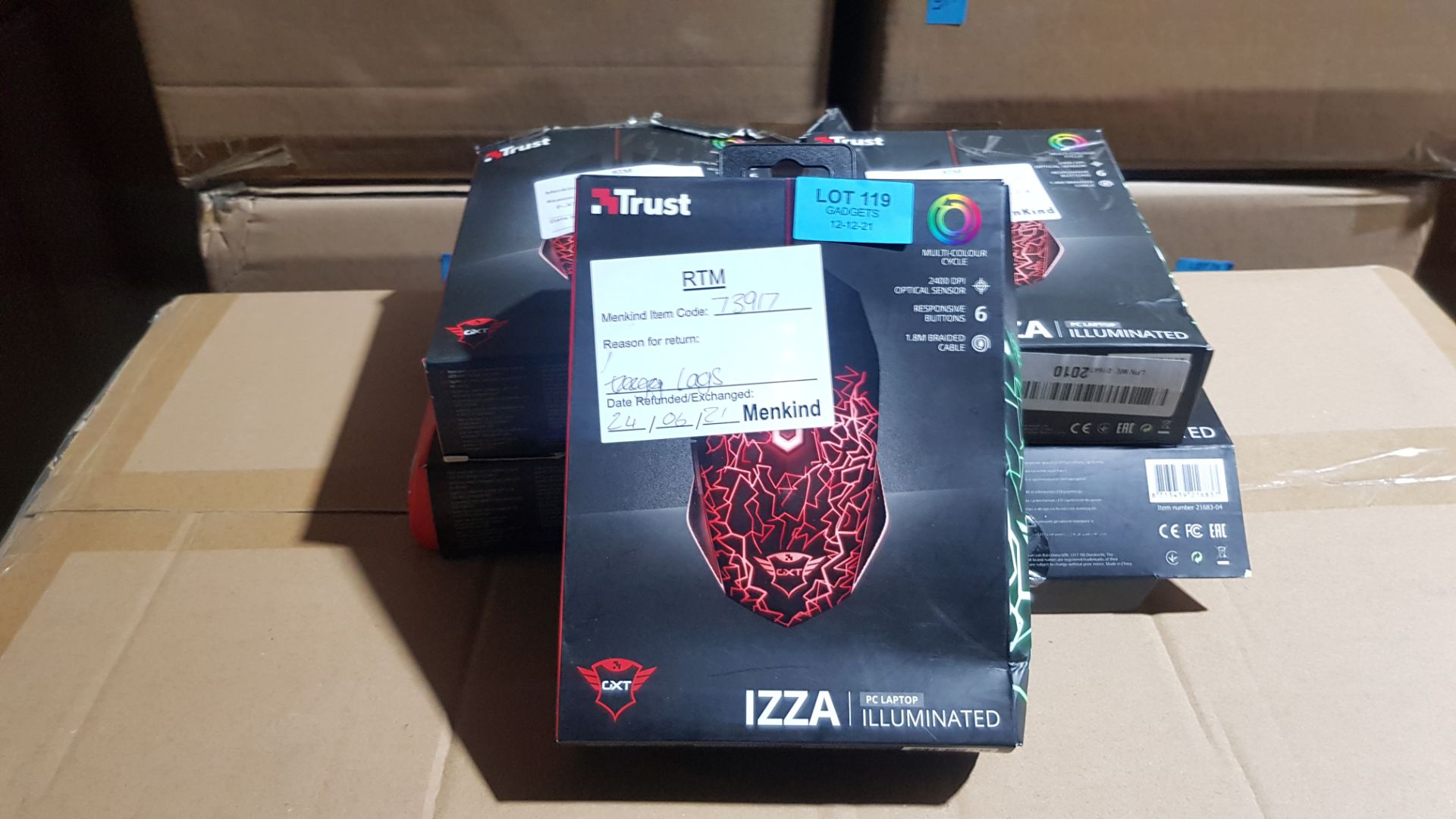 (P2) 5x Trust Gaming GXT Izza Illuminated Mouse. (Units Have Return To Manufacturer Sticker). - Image 3 of 3