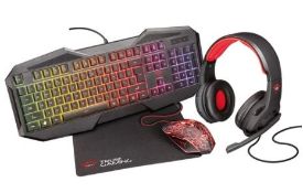 (P1) 4x Trust GXT Items. 1x Gaming Bundle PC/Laptop Bundle 4-In-1 RRP £45. 1x Gaming Set 2-In-1 PC/