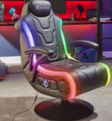 1x X-Rocker Rainstorm 2.1 Wireless Bluetooth & LED With Vibration Gaming Chair RRP £199. Lot Comes