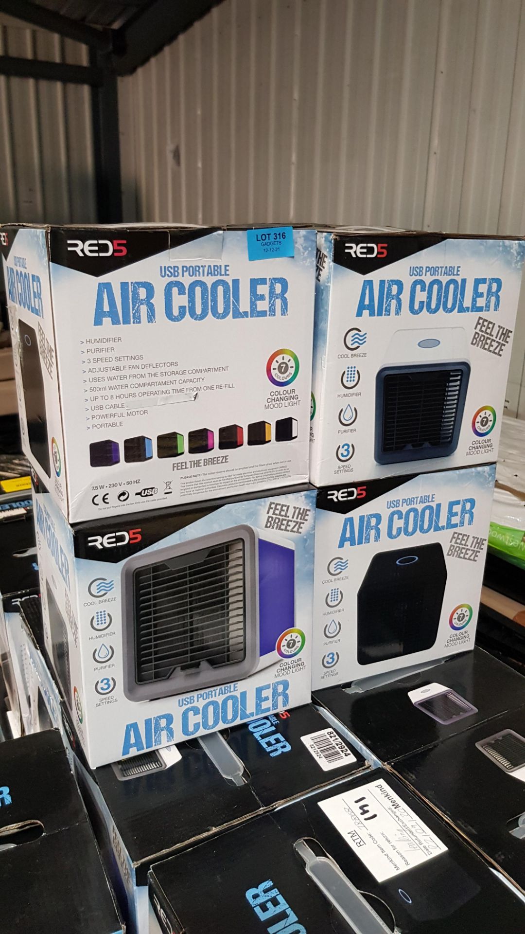 (P13) 10x Red5 USB Colour Changing Portable Air Cooler RRP £25 Each. (Units Have Return To Manufac - Image 2 of 2