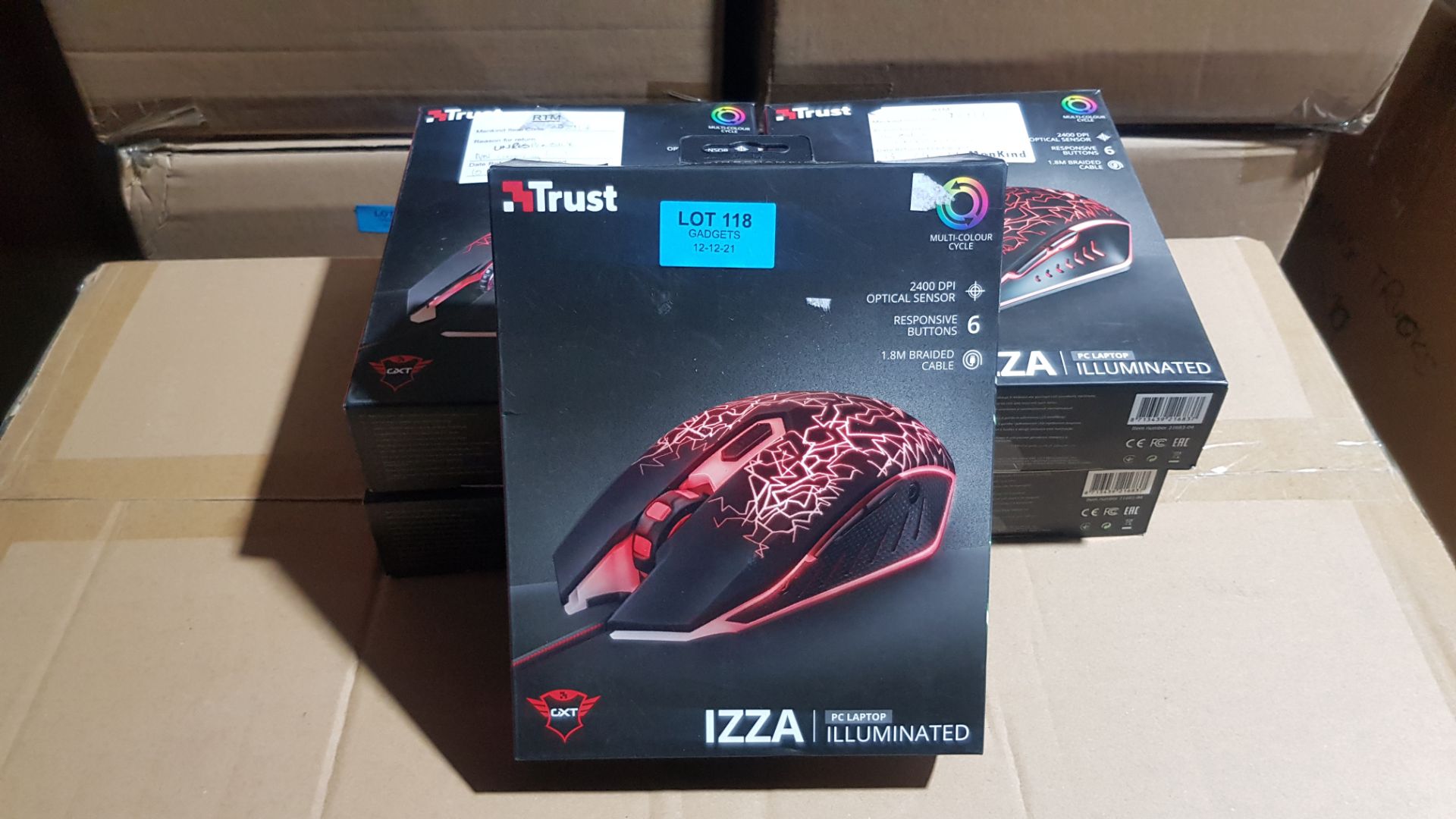 (P2) 5x Trust Gaming GXT Izza Illuminated Mouse. (Units Have Return To Manufacturer Sticker). - Image 3 of 3