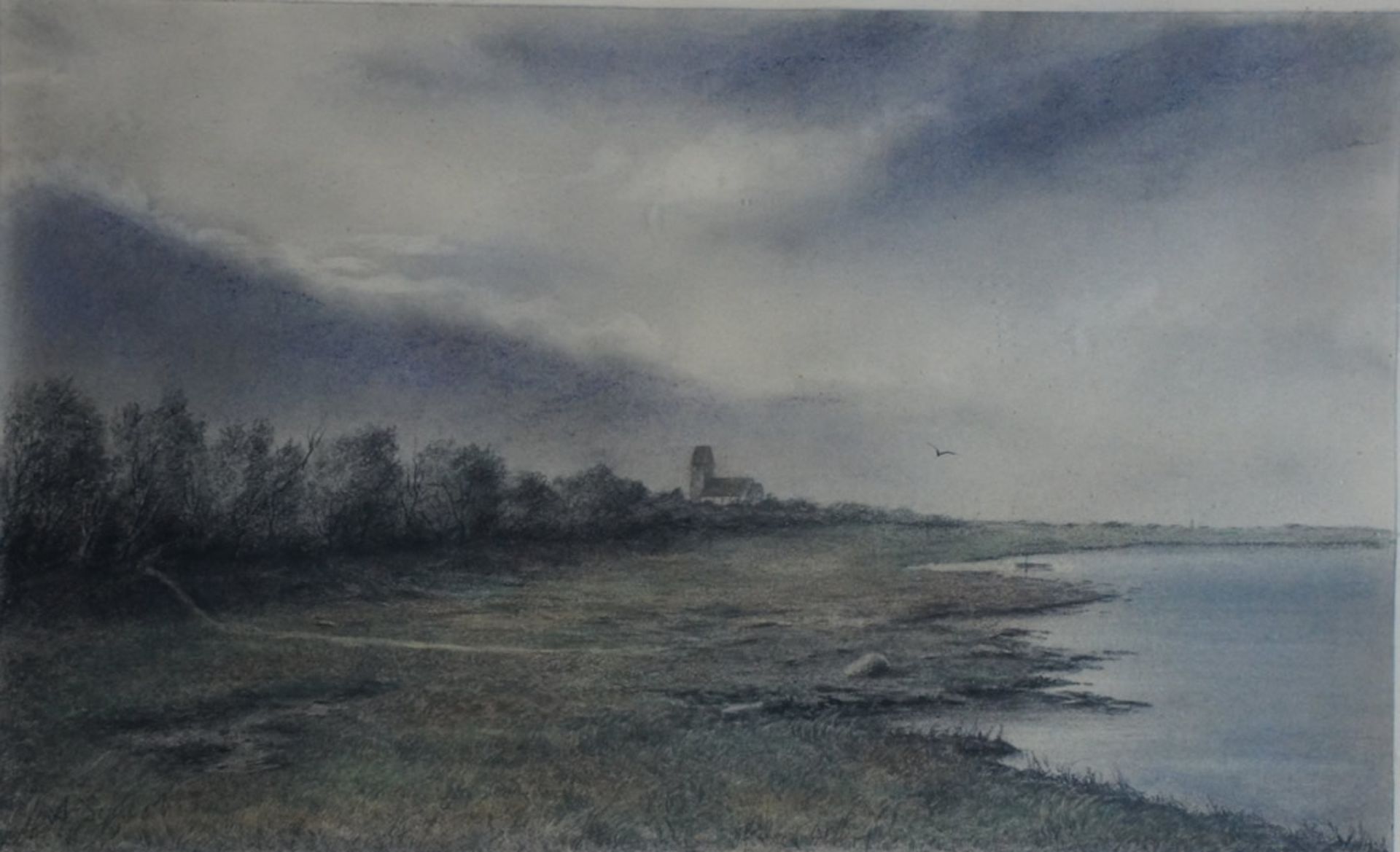 Gerresheim, Anna, am Bodden, Aquarell, 27 x 44, sign.Gerresheim, Anna, am Bodden, Aquarell,