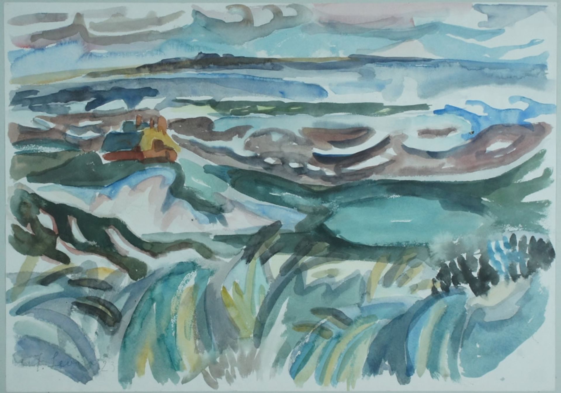 Levin, Julo, an der See, Aquarell, 42 x 59, sign.Levin, Julo, an der See, Aquarell, 42 x 59