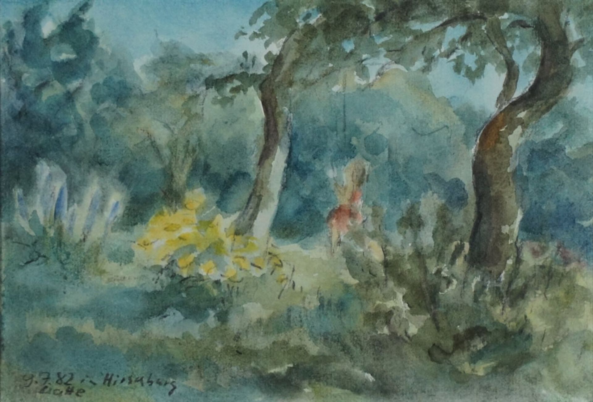 Klatte, Ruth, Hirschburg, 1982, Aquarell, 16 x 24, sign.Klatte, Ruth, Hirschburg, 1982, Aqu