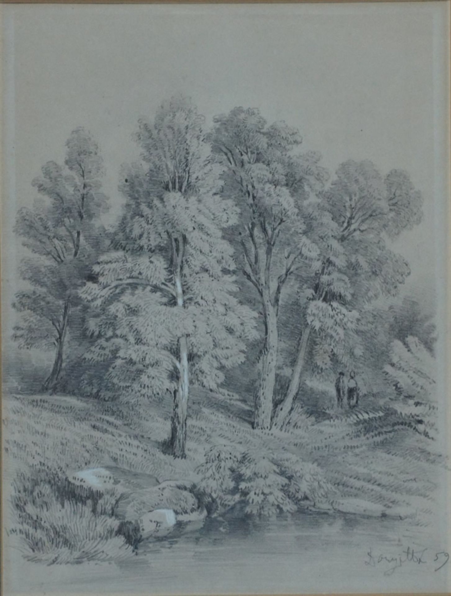 Douzette, Louis, 2 Zeichnungen, 1859, Blei, je 30 x 22, sign.Douzette, Louis, 2 Zeichnungen
