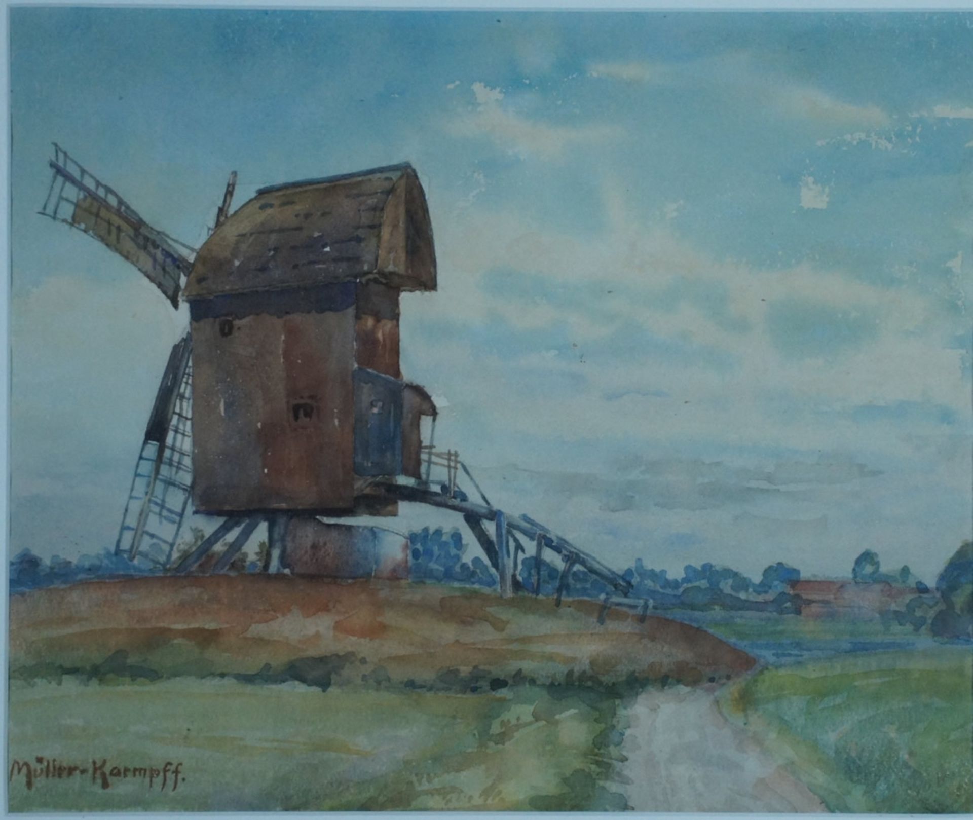 Müller-Kaempff, Paul, Bockwindmühle, Aquarell, 25 x 29, sign.