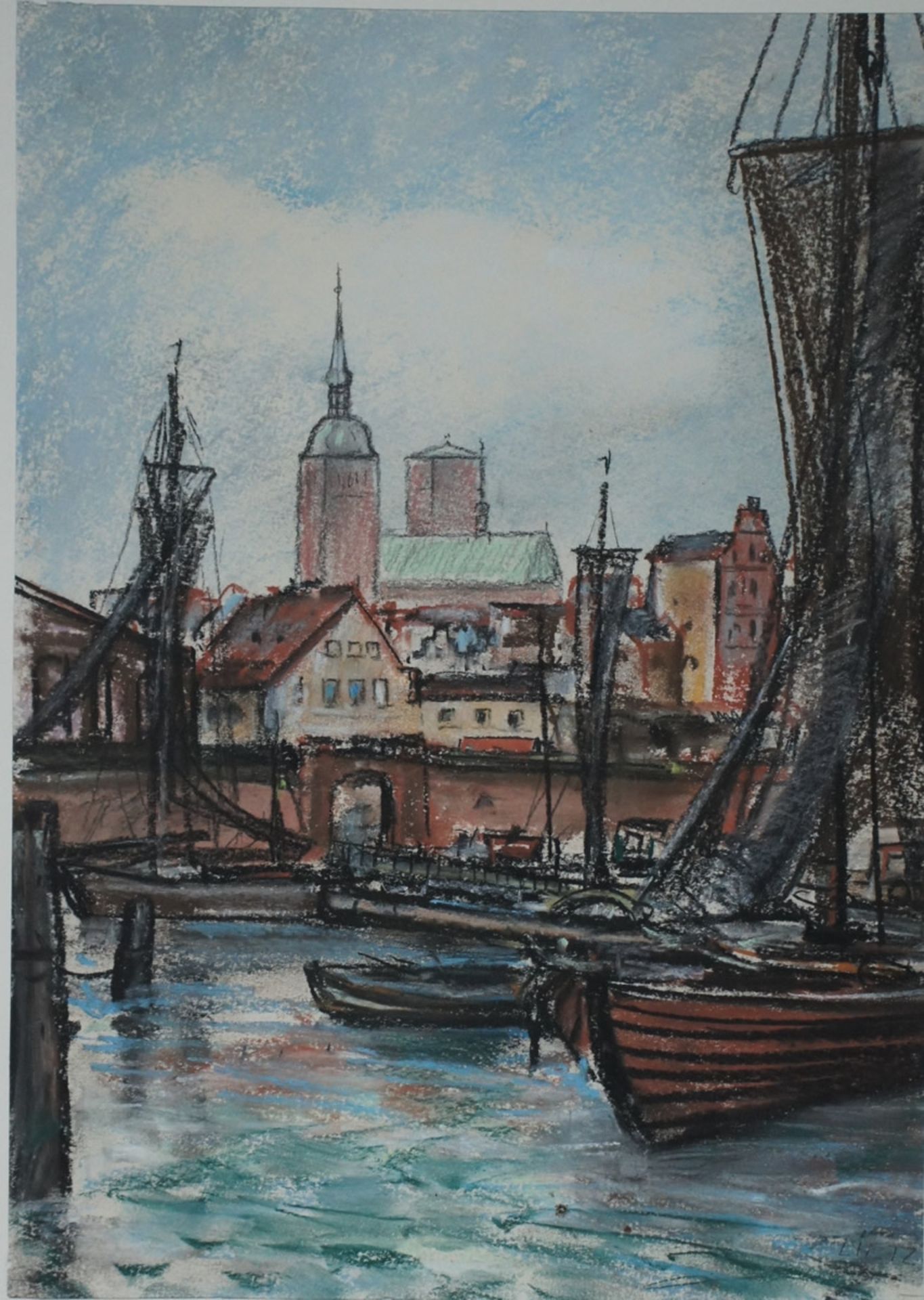 Lietz, Heinrich, Ansicht Stralsund, Aquarell, 39 x 28, sign.