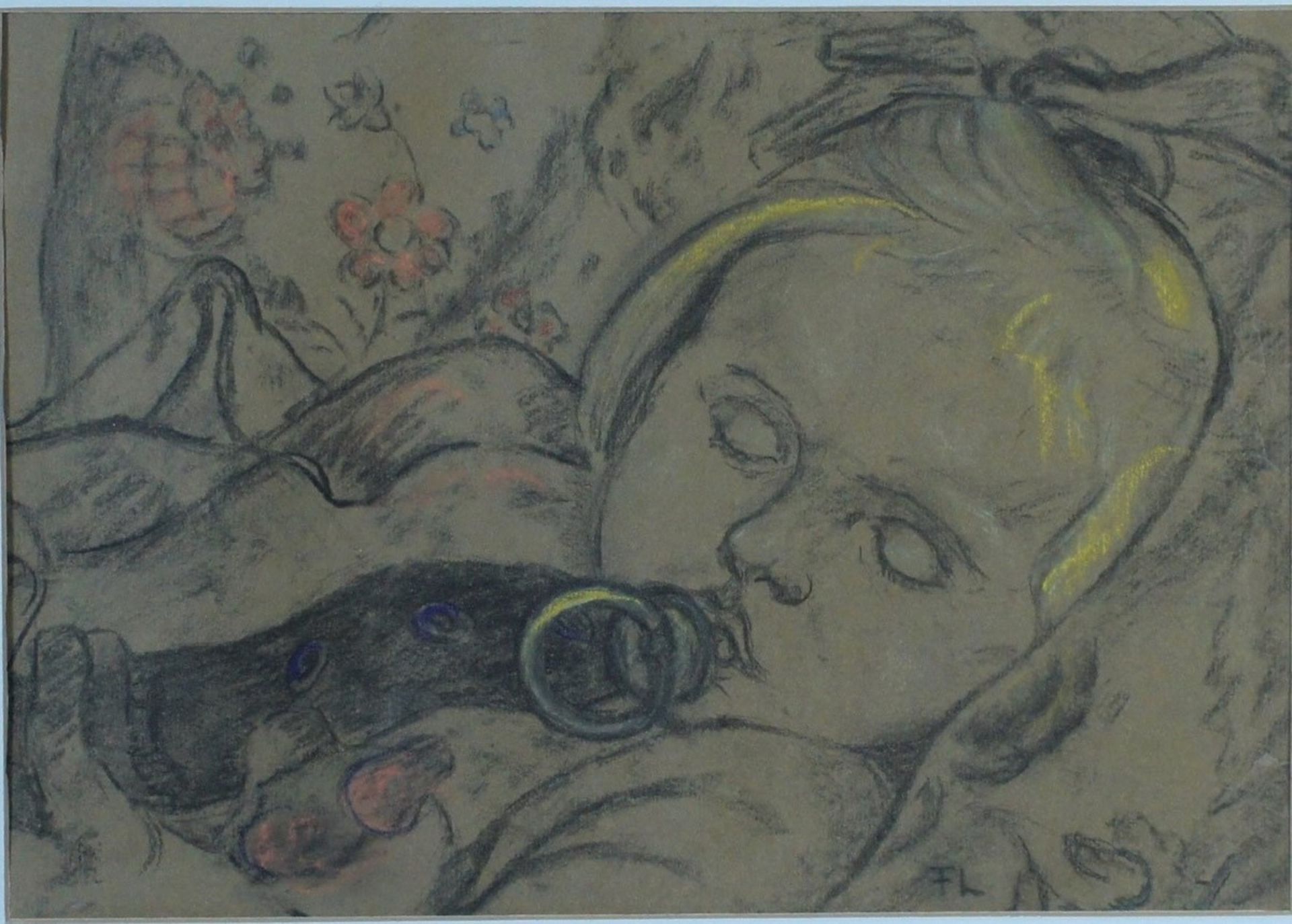 Löber, Frida, schlafendes Kind, Mischt., 34 x 23, sign.