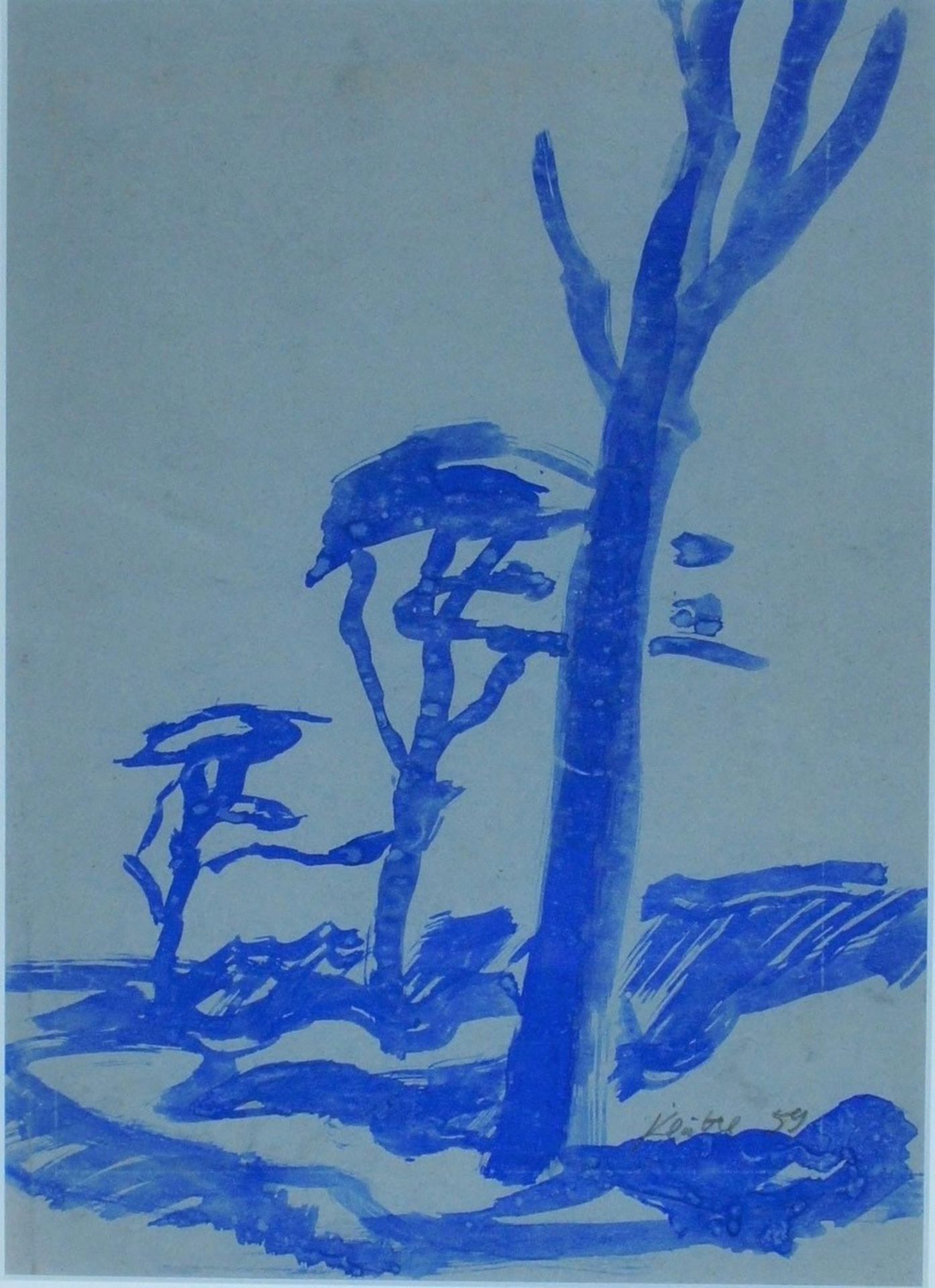 Klatte, Ruth, Windflüchter in blau, Aquarell, 40 x 29, sign.