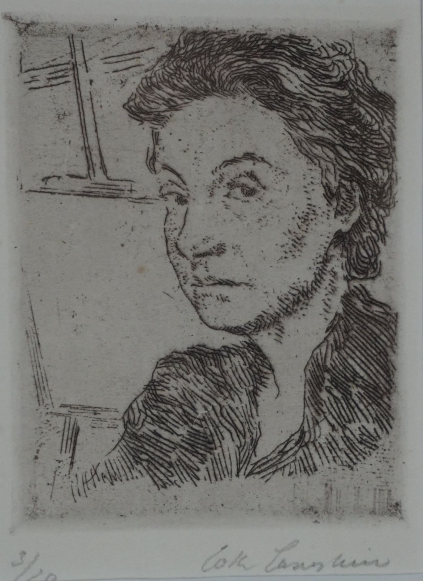Lotte Laserstein, Selbstportrait 3/20, sign., Radier., 10 x 8