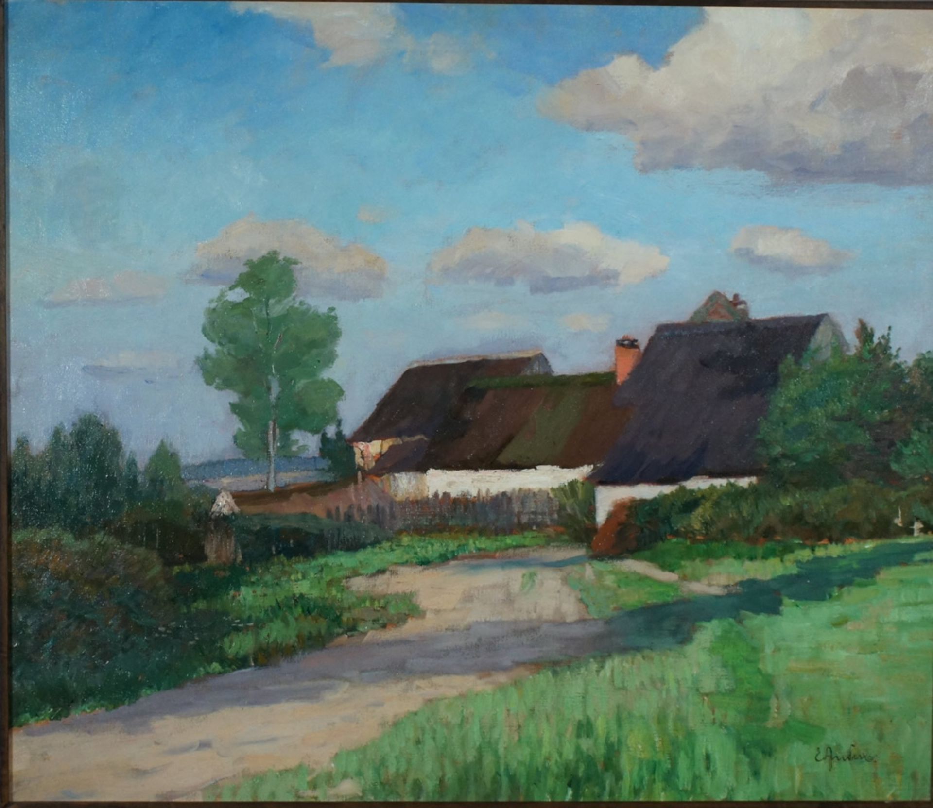 Elisabeth Andrae, Dorfweg, signiert, Öl, 58 x 69 cm