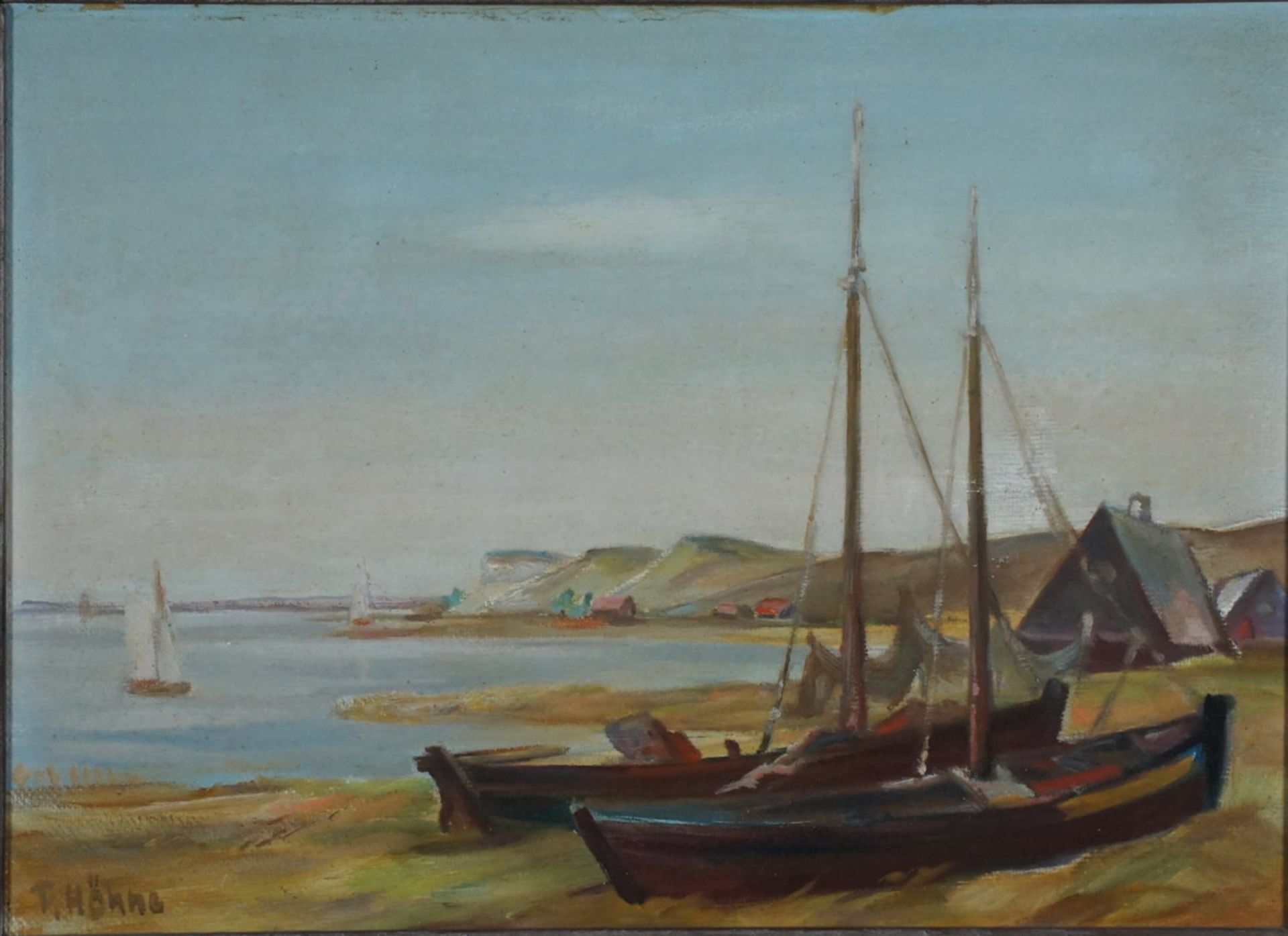 Franz Höhne, Boote im Hafen 32, sign., Öl, 41 x 57 cm