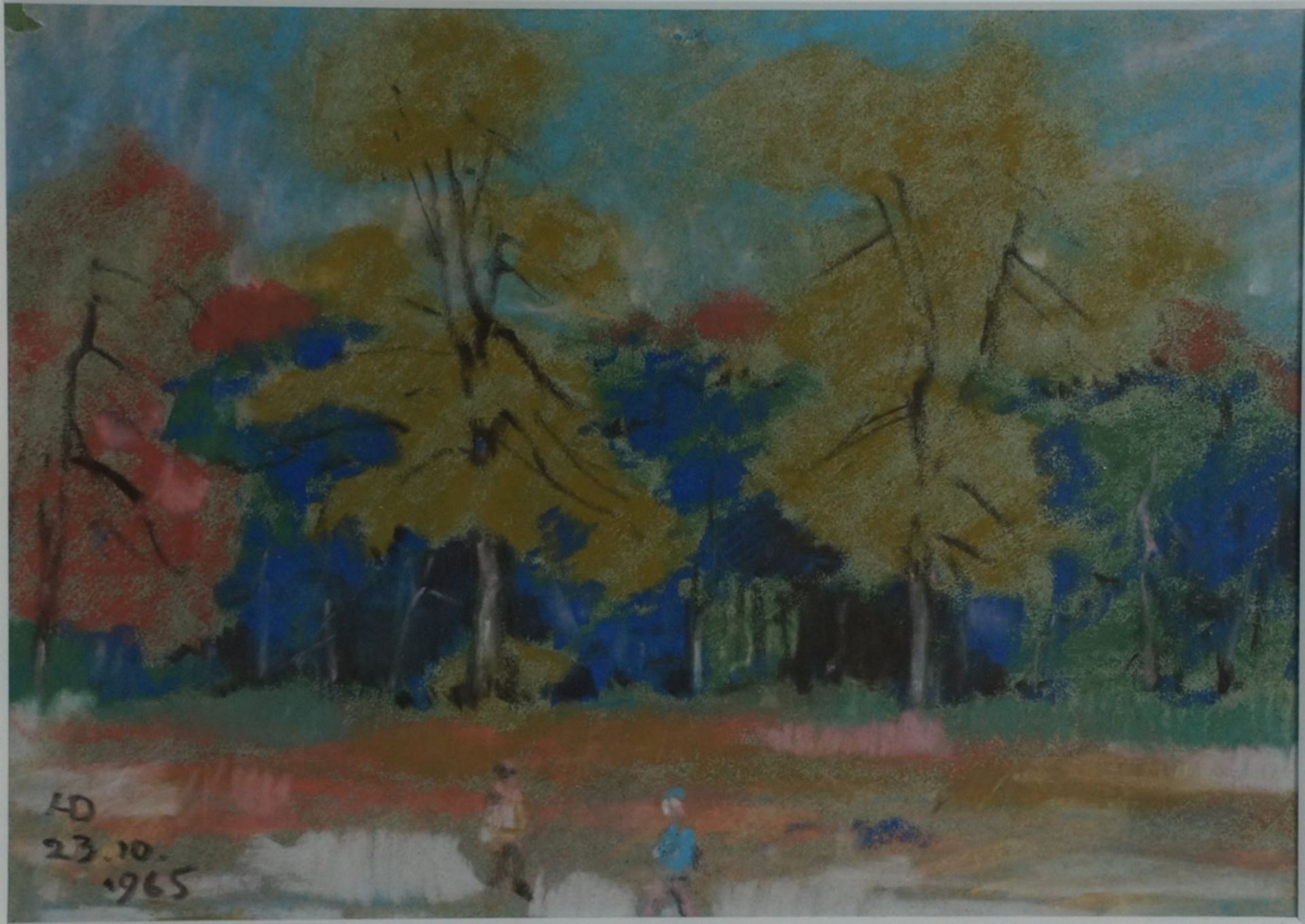 Helene Dolberg, beim Spaziergang, 1965, monogr., Mischt., 17 x 24