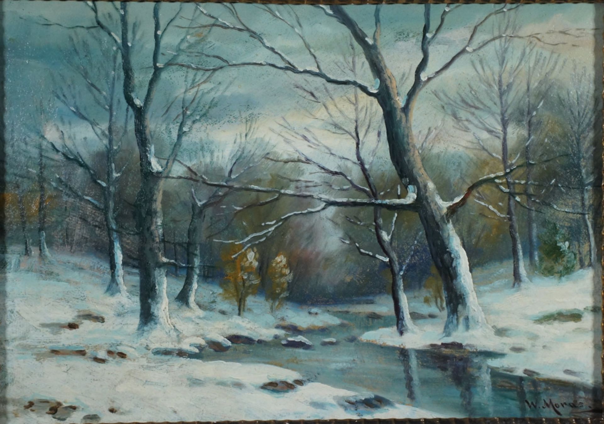 Walter Moras, Winter, signiert, Öl, 32 x 46