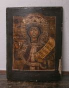 Ikone (Russland, wohl 18. Jh.), Tempera/Holz, Darstellung der Hl. Paraskeva in Halbfigur, die Rechte