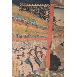 Yoschitora (Teil eines Triptychons), japanischer Farbholzschnitt (wohl 19./20. Jh.), bez. "bei