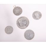 Konvolut von 5 versch. Silbermünzen, bestehend aus: 1x 1 Mark (1874), 1x 5 Mark / Silberadler (