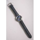 Armbanduhr (Hersteller unbekannt, neuzeitlich), bez. "Görlitz", Edelstahl, Quarzwerk, blaues
