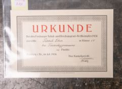 Urkunde, "Bei den Freiburger Schul- und Reichsjugend-Wettkämpfen 1924", erreichte Friedrich Ebner in