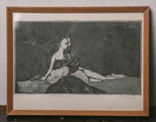 Unbekannter Künstler (20. Jh.), "Paar unter Lampion", Lithographie, , re. u. sign. u. dat. „