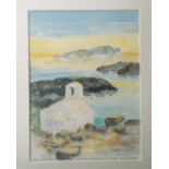 Bockemühl, G. (20. Jahrhundert), „Kapelle auf der Insel Los m. Blick auf die Hafenbucht u. Sikinos“,