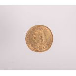 Goldmünze 1 Sovereign "Victoria" (England, 1891), Gewicht ca. 8 g. Ss.