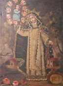 Unbekannter Künstler (wohl Peru, 20. Jh.), „Arcangel San Gavriel", Öl/Lw., re. u. betitelt, ca. 40 x