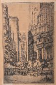 Fischer, Jacob (wohl 19./20. Jh.), "Broadway - New York", Radierung, re. u. sign., li. u.