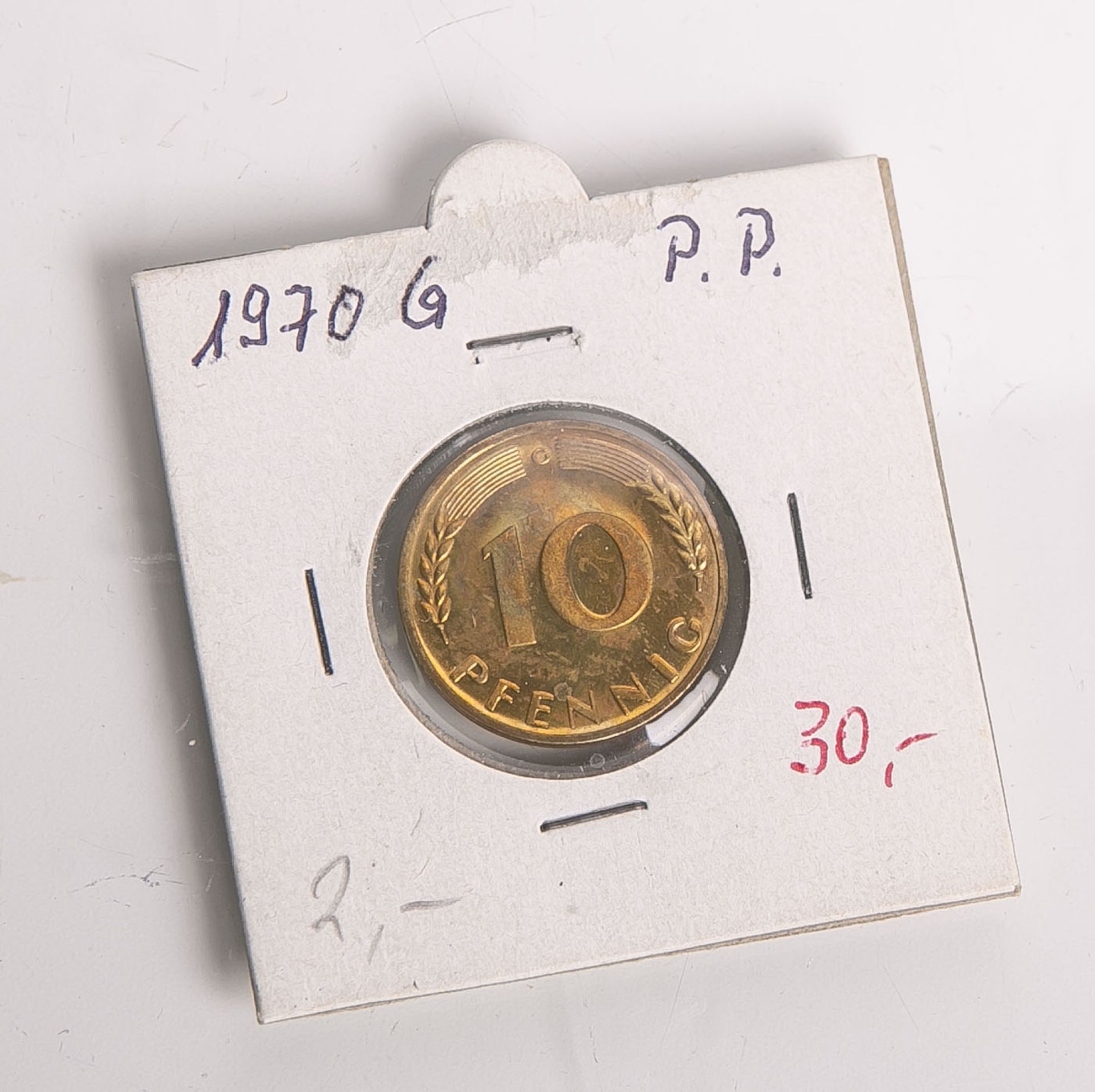 10 Pfennig-Münze (BRD, 1970), eingeschweißt. PP.