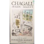 Chagall, Marc (1887 - 1985), Ausstellungsplakat für Chagall-Ausstellung "Aragon - Malraux" in der