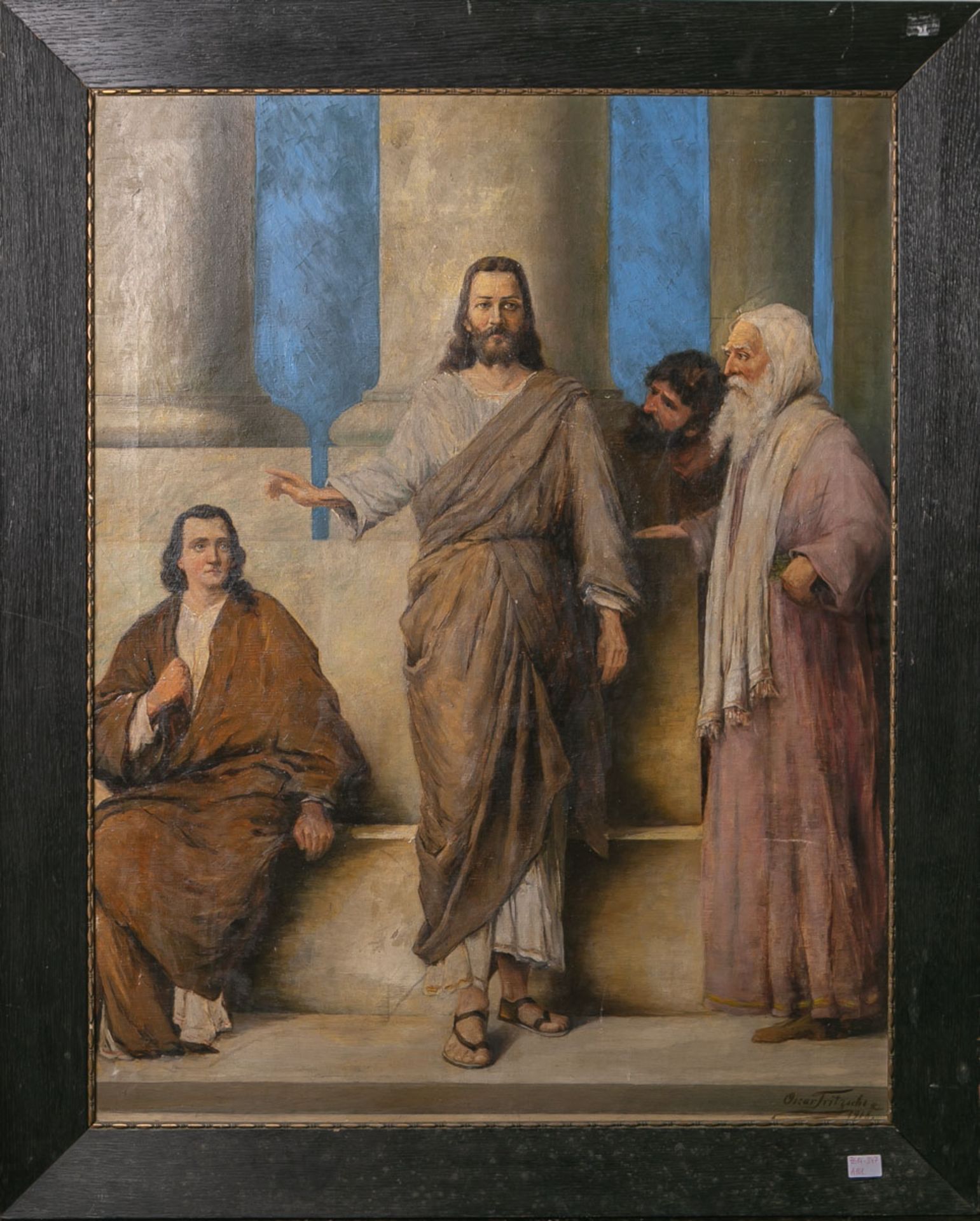 Fritzsche, Oscar (19./20. Jh), Jesus lehrt im Tempel, Öl/Lw., re. u. sign. u. dat. 1918, ca. 90 x 70