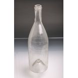 Historische Weinflasche (wohl 18./19. Jh.), klares Glas mundgeblasen, hochgestochener Boden,
