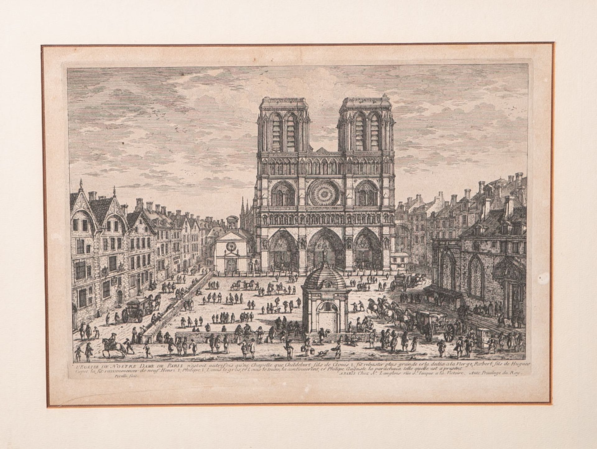 Langlois, Francois (1589 - 1647), „L'Eglise de Nostre Dame de Paris", Radierung, mittig u.