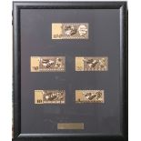 DDR-Geldscheine/Banknoten (5 Stück), in 24 K Gold-Vollveredelung, 5 Mark-100 Mark, ca. 55 x 45 cm,