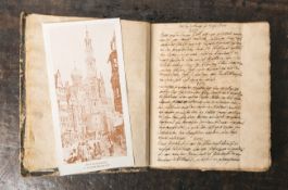 Handschriftliches Manuskript zum Straf- u. Kirchenrecht in Lateinischer Sprache (1799). Einband m.