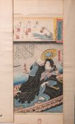 Kuniyoshi (wohl 19./20. Jh.), rs. bez. "Priestess" (Priesterin), japanischer Farbholzschnitt,