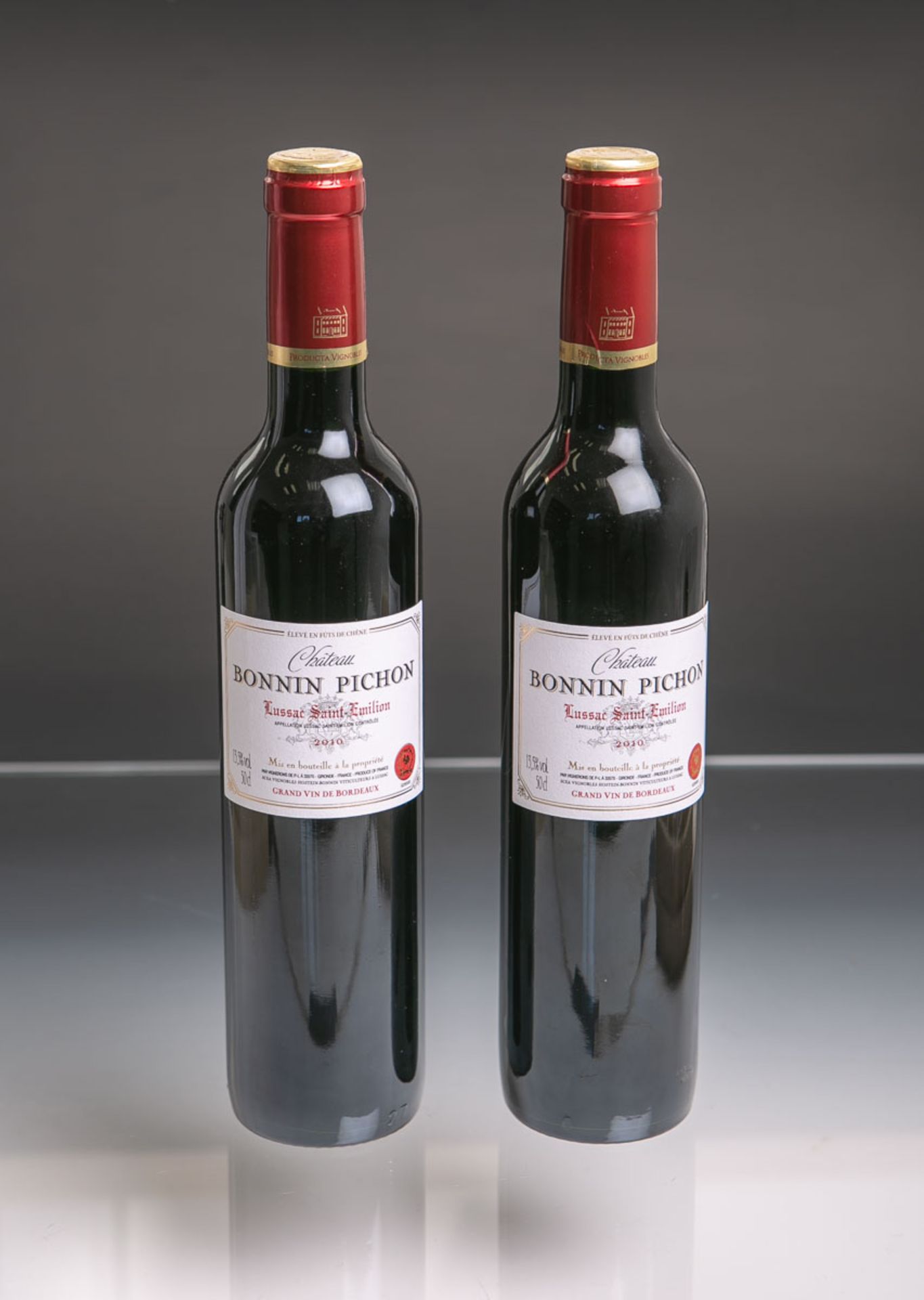 2 Flaschen von Chateau Bonnin Pichon, Saint-Emilion, Bordeaux (2010), Rotwein, je 0,5 L.