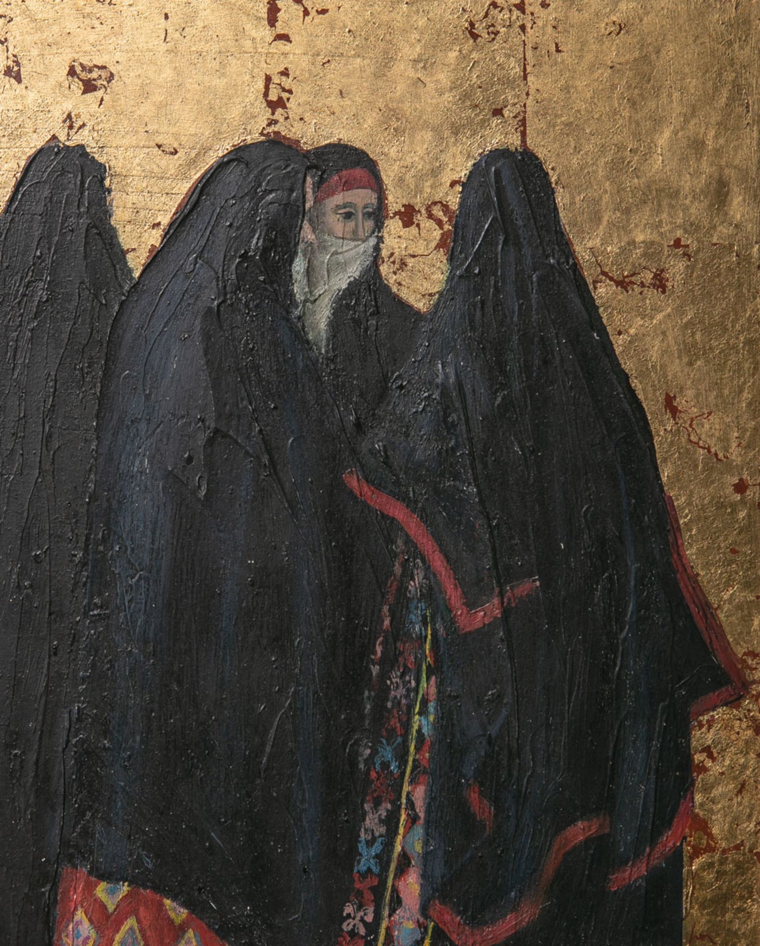 Leon, Ralph (Alter unbekannt), vier versch. Beduinenfrauen, Öl/Platte, Hintergrund im Blattgold, re.