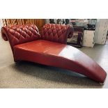 Chaiselongue (wohl 1980er Jahre), Designer Sitzmöbel, Relax Liege, Leder, rötliche Farbgebung, ca.