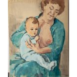 Lippmann, Karl Friedrich (1883 - 1957), Portrait einer Mutter m. einem Säugling auf dem Schoß,
