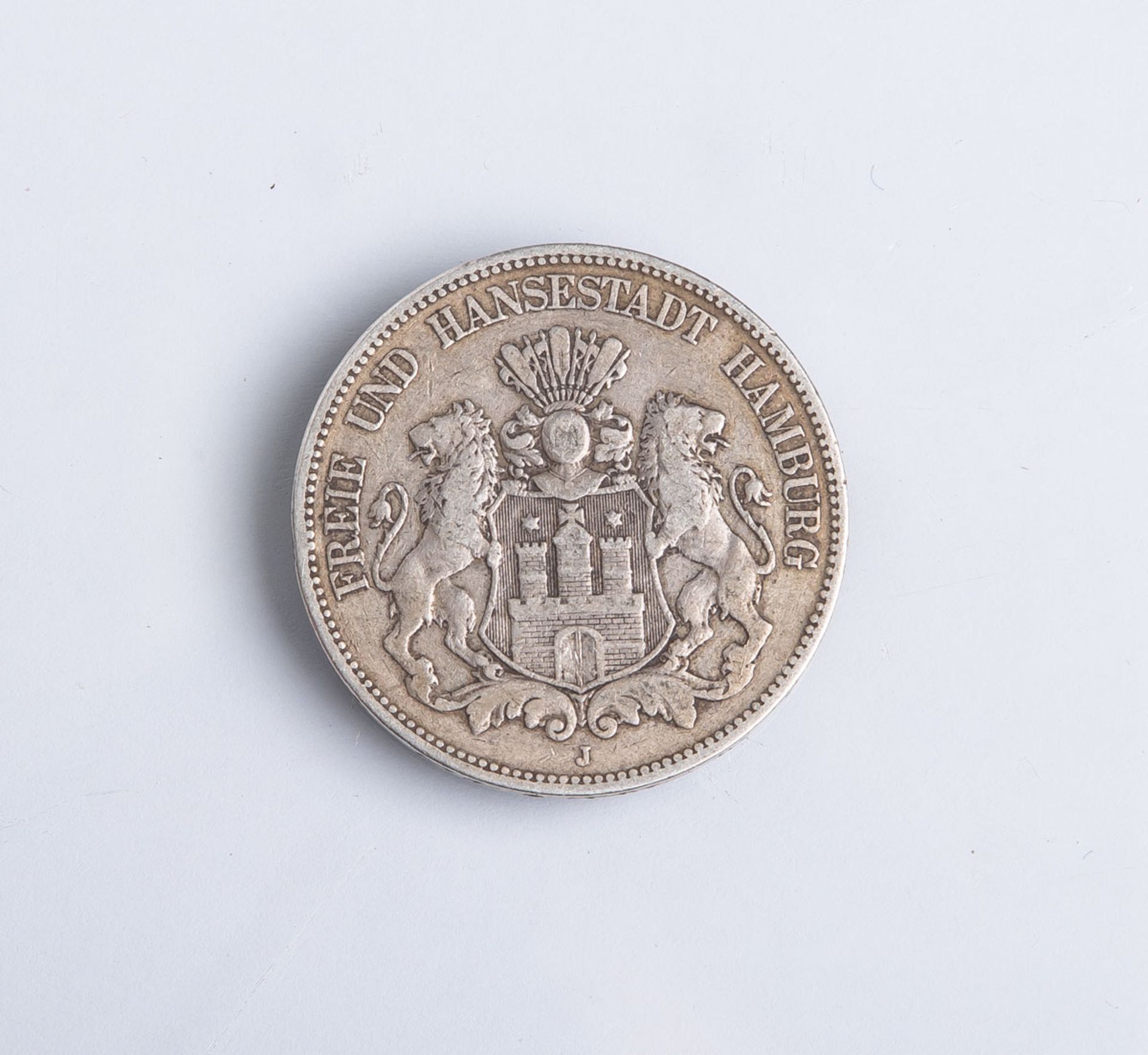 5 Mark-Münze "Freie u. Hansestadt Hamburg" (Deutsches Reich, 1876), Silber, Münzprägestätte: J,