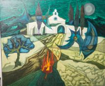 Schmidt-Schmied, Hermann (1924 - 2010), "La lune noir / Eygalieres", expressionistische