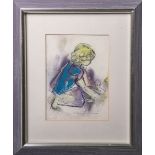 Beckmann, Babette (1920 - 2011), ein spielendes Mädchen, Mischtechnik/Pastell, re. u. sign.,