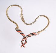 Collier von D'Orlan, Modeschmuck, teils emailliert, m. Glassteinbesatz (einige Steine fehlen,